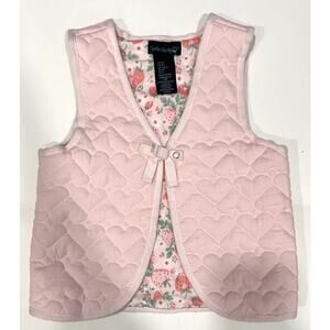 CYNTHIA ROWLEY Girls Quilted Hearts Strawberry Print Vest Size 5T
